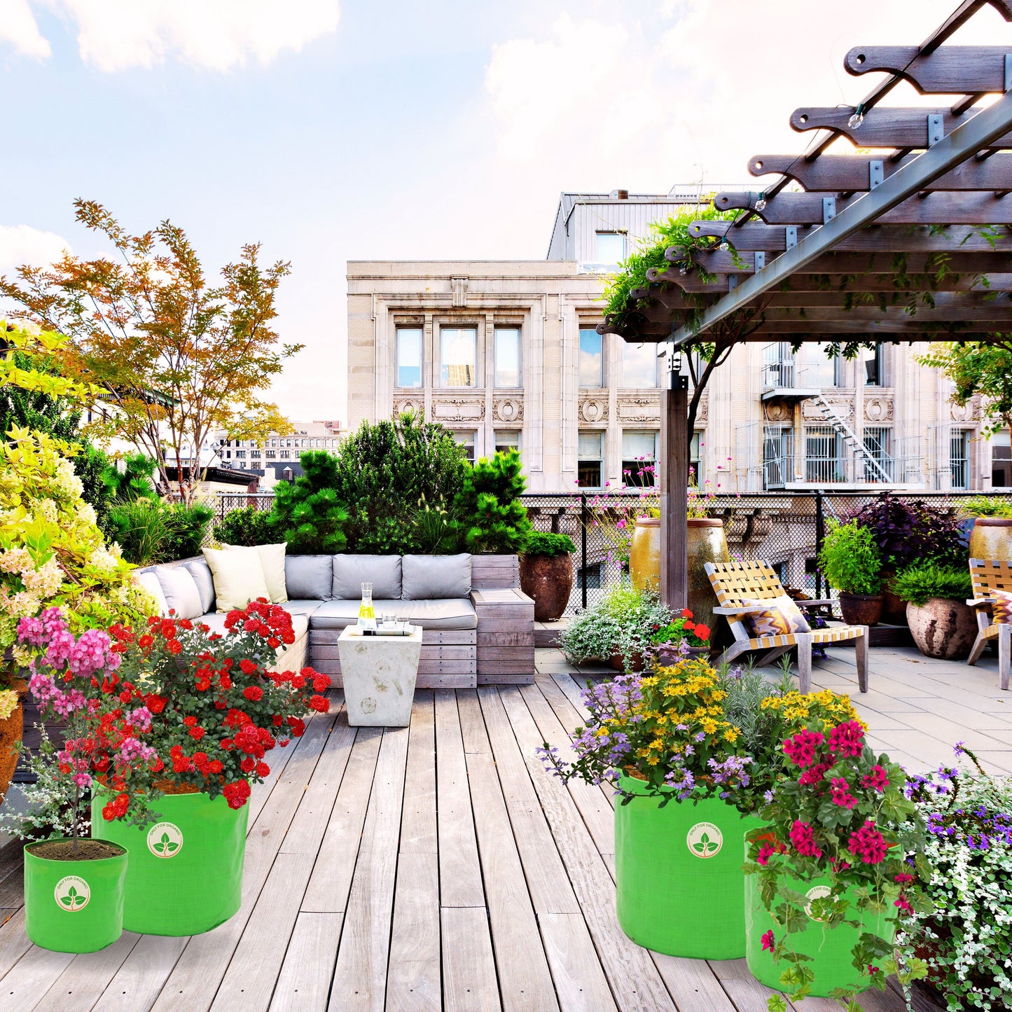 HDPE UV Treated Green Grow Bags (Size-12x12 inch) for Home/Commercial Gardening