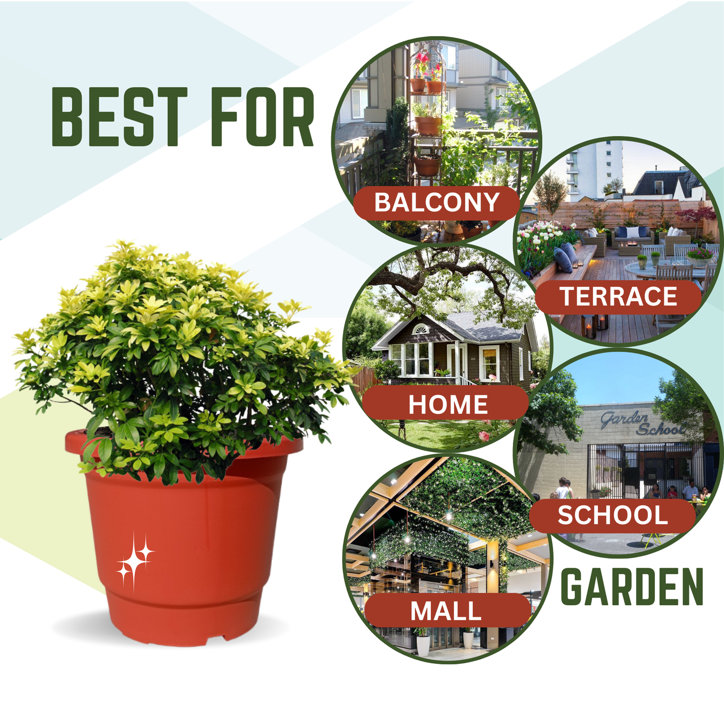 Plastic Pot/Gamla Round 14 Inch - for Indoor Home Decor & Outdoor Balcony Garden