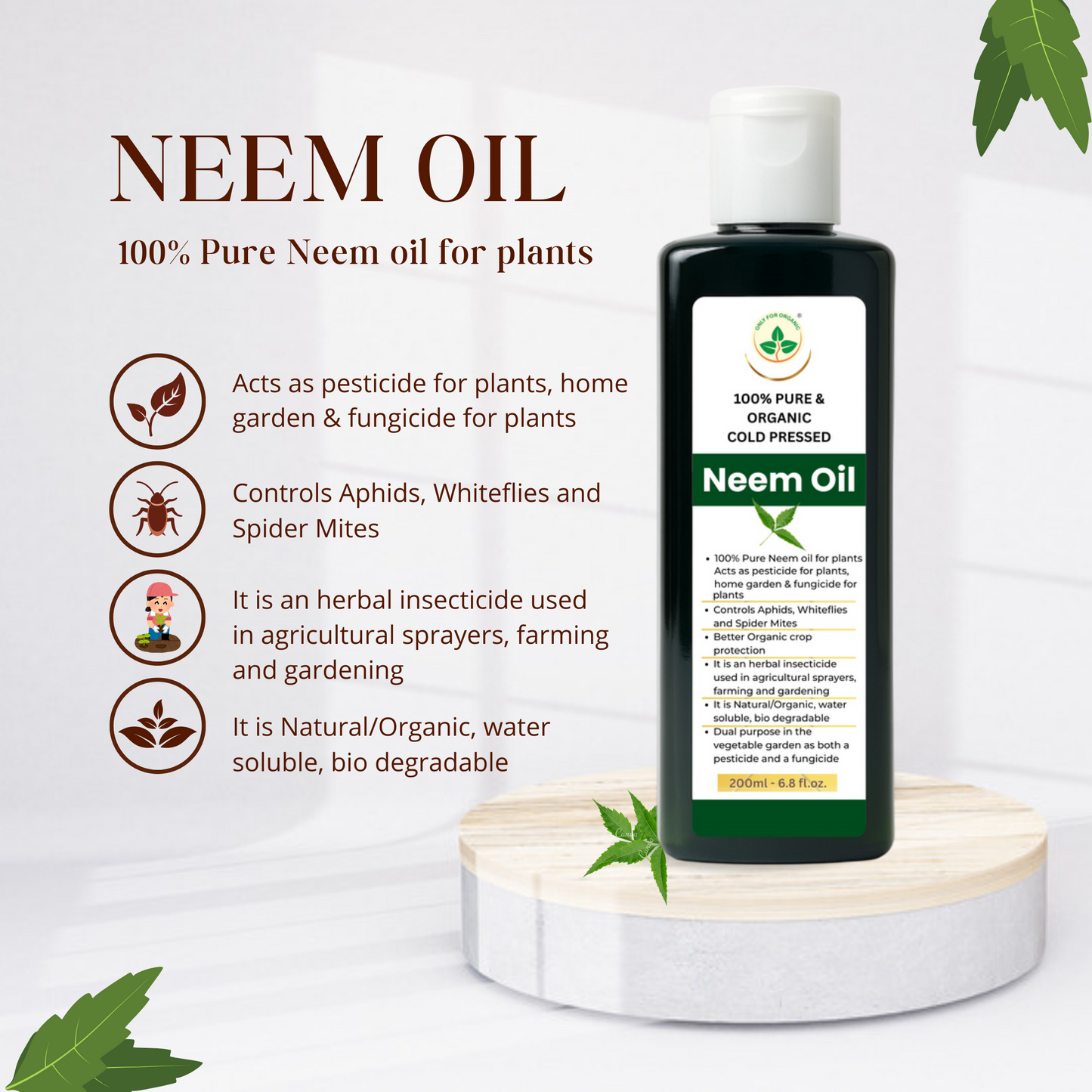 Neem Oil - 200ml ( 100% Pure & Organic Cold Pressed )