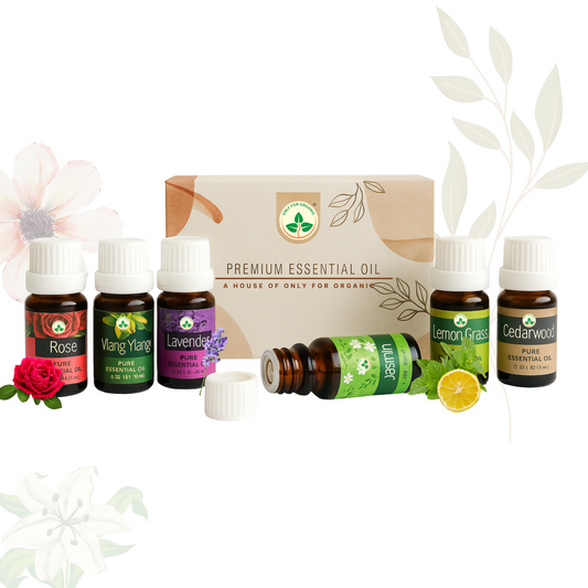 Essential Oils Combo Pack of 6 , Each 10ml - Sandalwood, Ylang Ylang, Rose, Jasmine, Lavender, Lemon Grass
