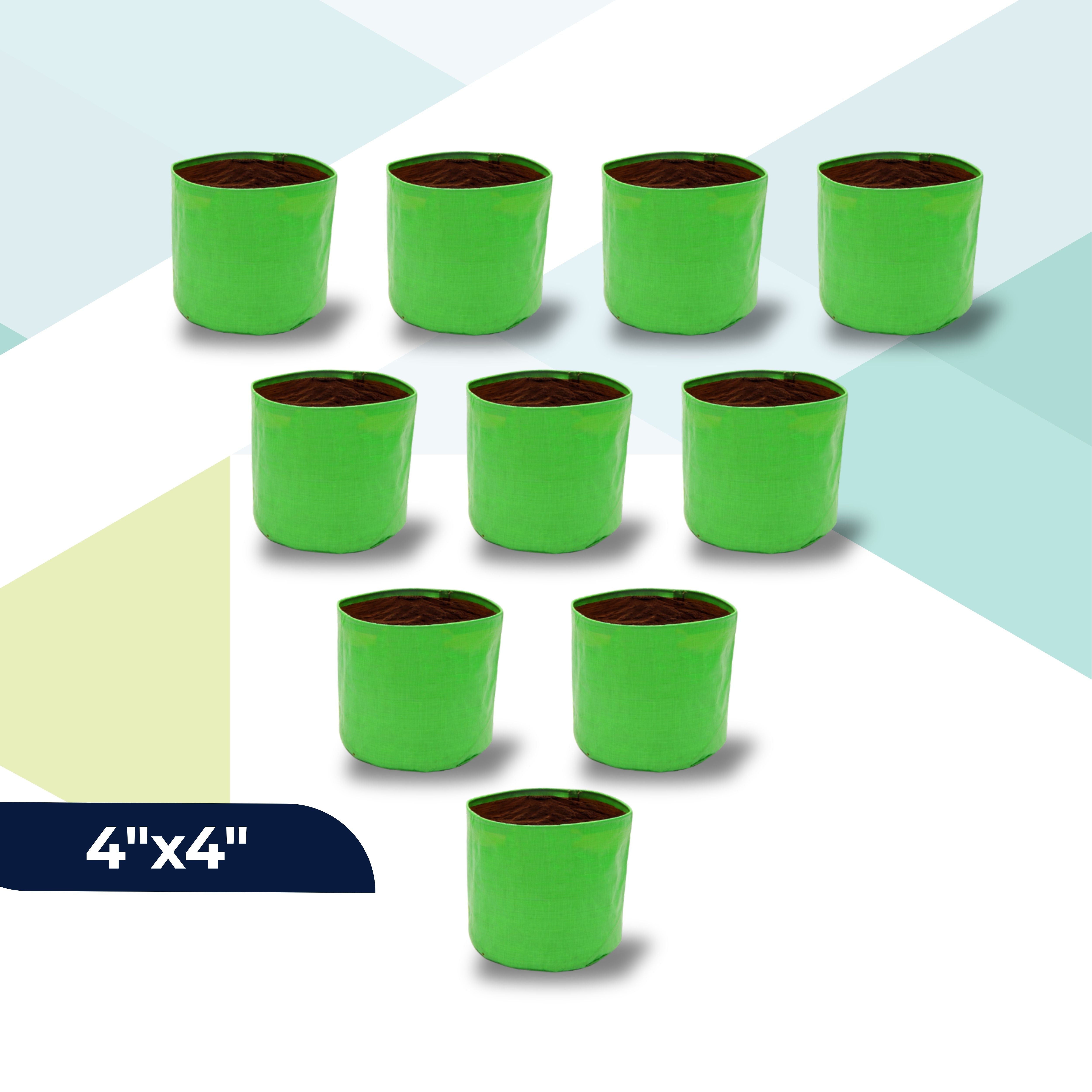 HDPE UV Treated Green Grow Bags (Size-4x4 inch) for Home/Commercial Gardening