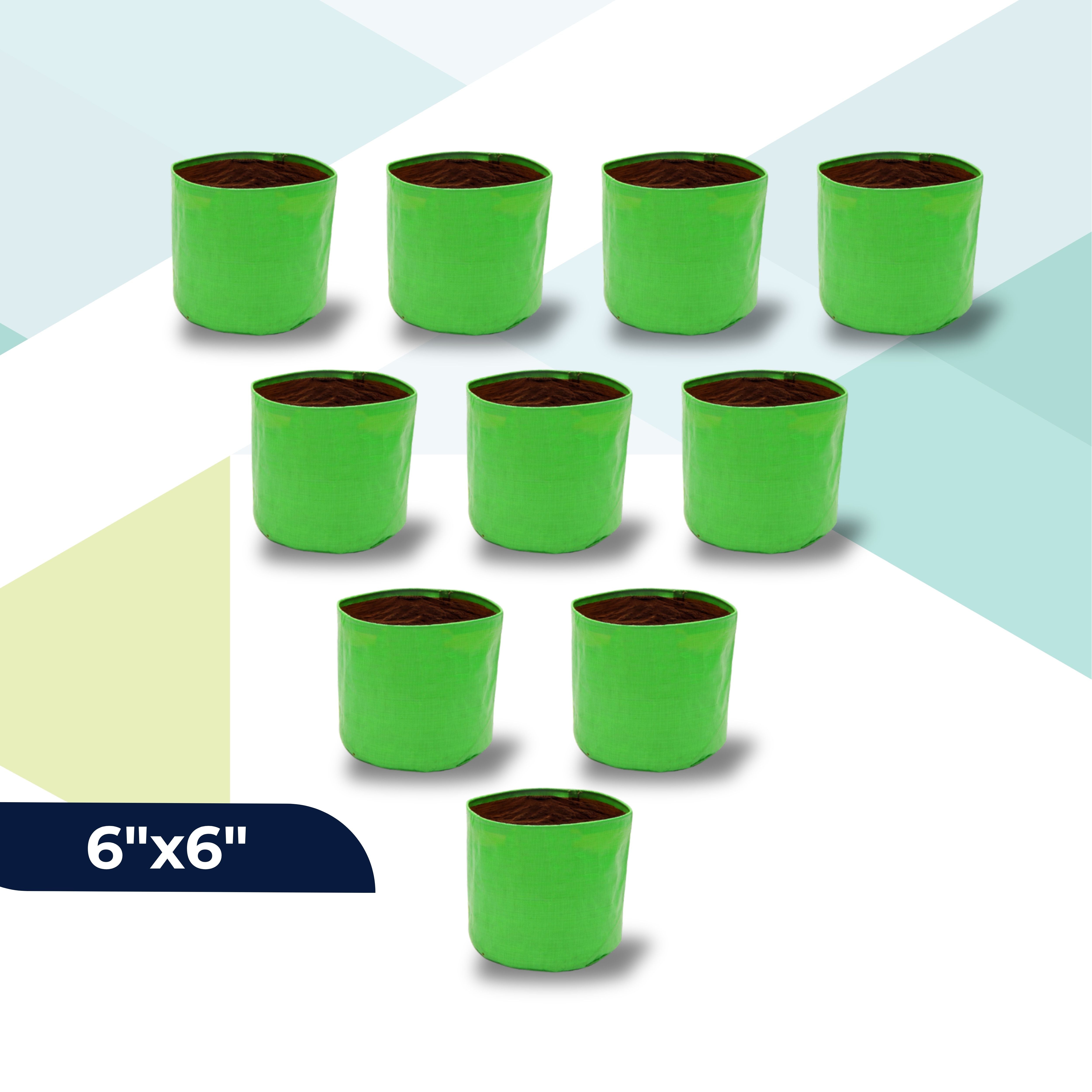 HDPE UV Treated Green Grow Bags (Size-6x6 inch) for Home/Commercial Gardening
