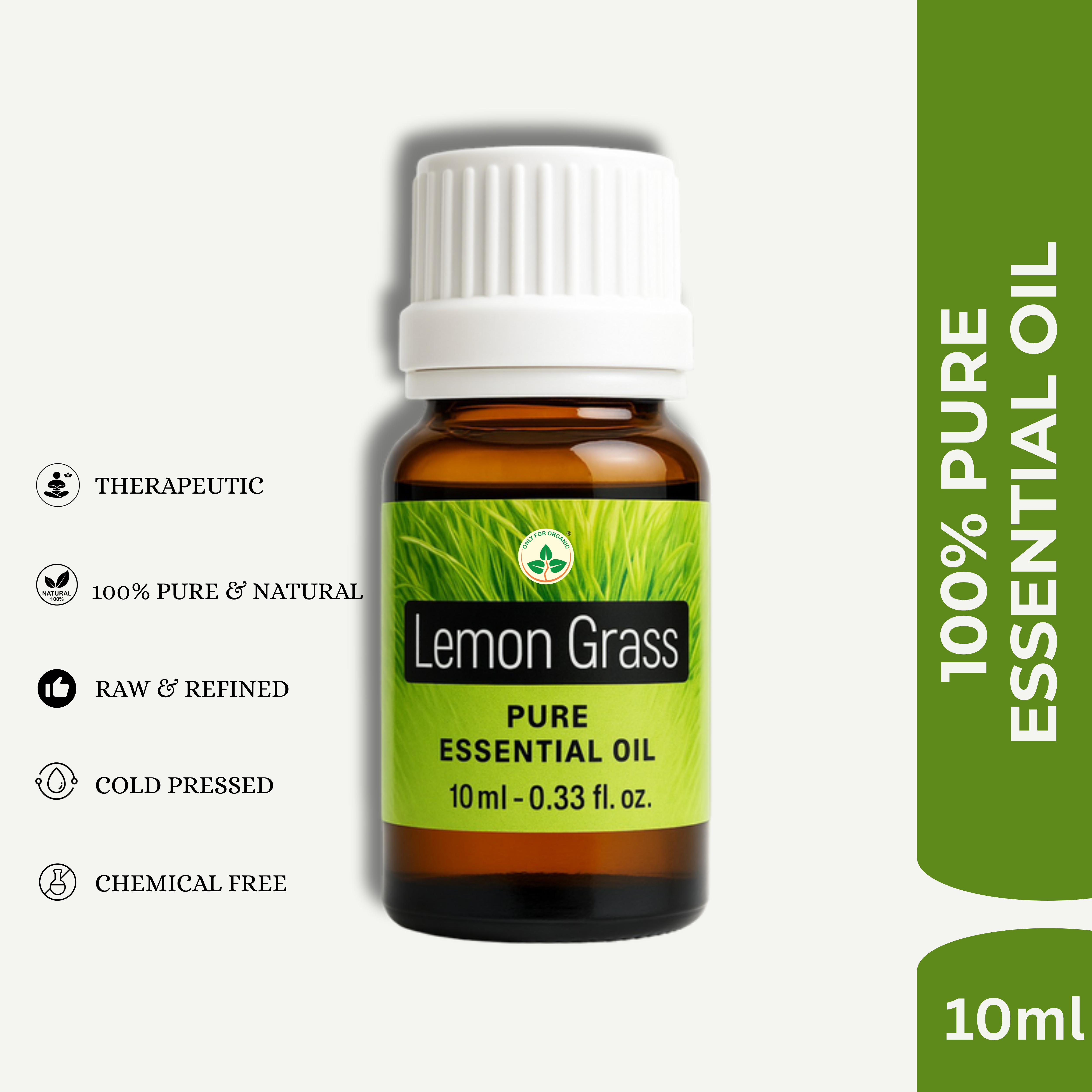 Lemon Grass Essential Oil – 10 ml | 100% Pure & Natural | Cold Pressed