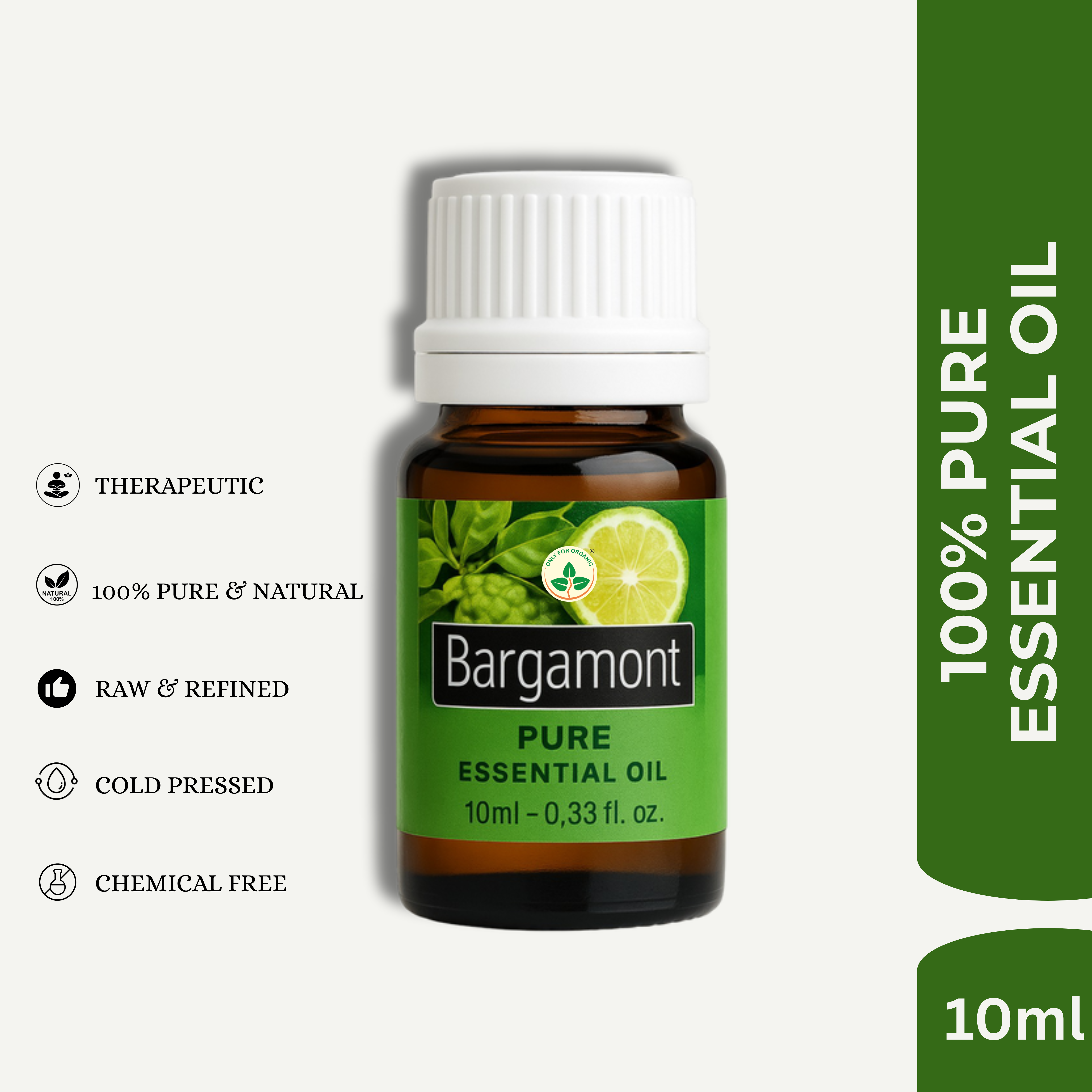 Bergamot Essential Oil – 10 ml | 100% Pure & Natural | Cold Pressed