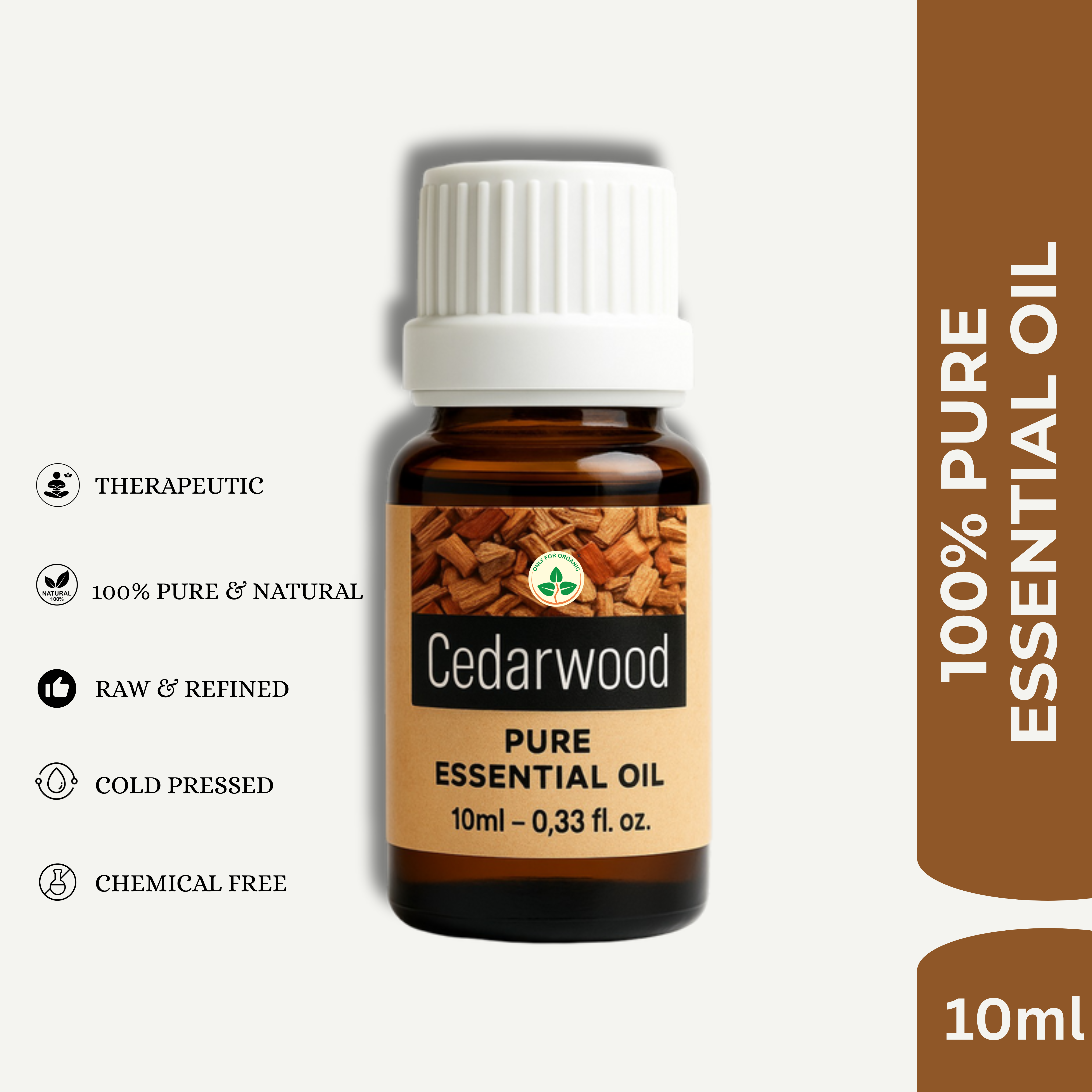 Cedarwood Essential Oil – 10 ml | 100% Pure & Natural | Cold Pressed
