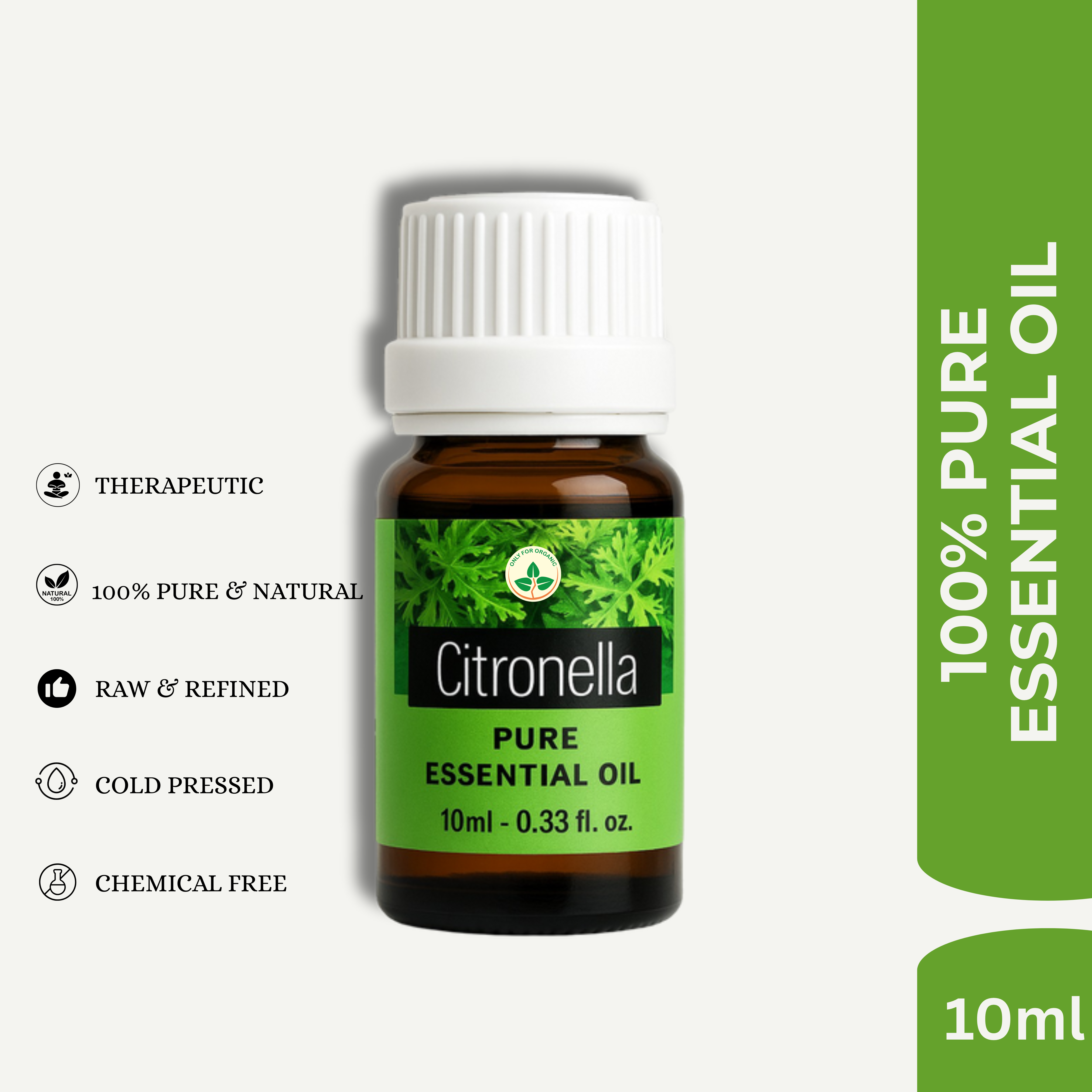 Citronella Essential Oil – 10 ml | 100% Pure & Natural | Cold Pressed