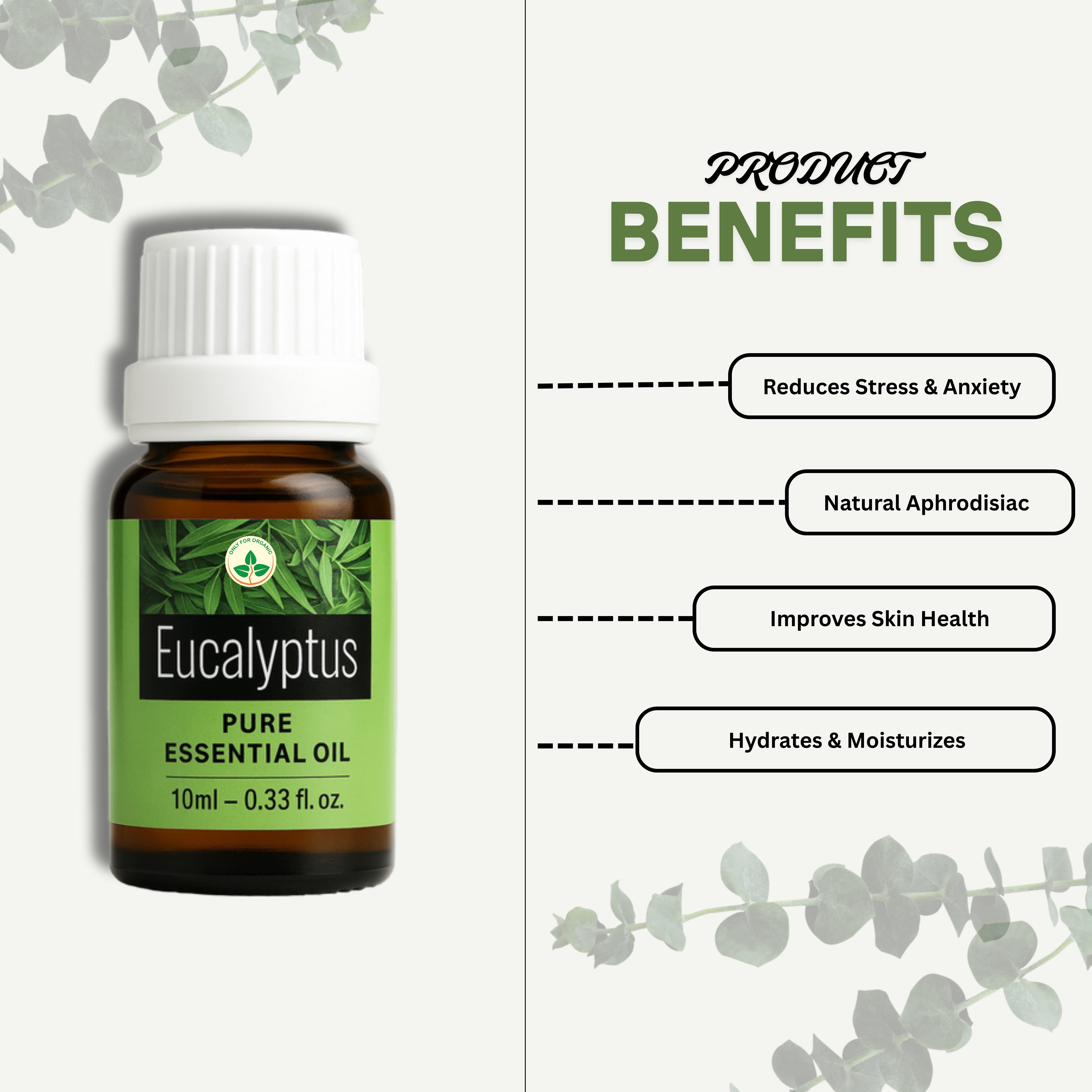 Eucalyptus Essential Oil – 10 ml | 100% Pure & Natural | Cold Pressed