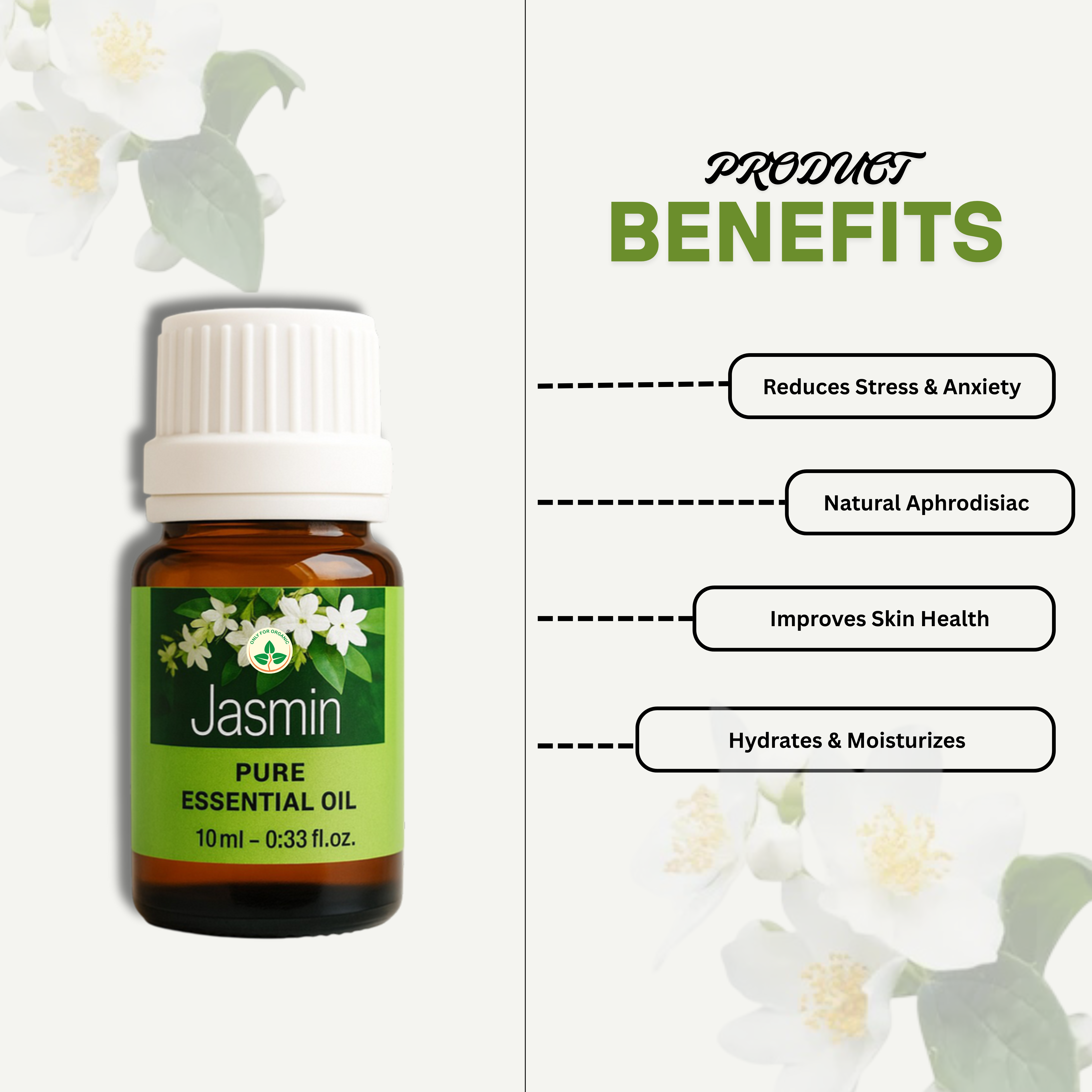 Jasmine Essential Oil – 10 ml | 100% Pure & Natural | Cold Pressed