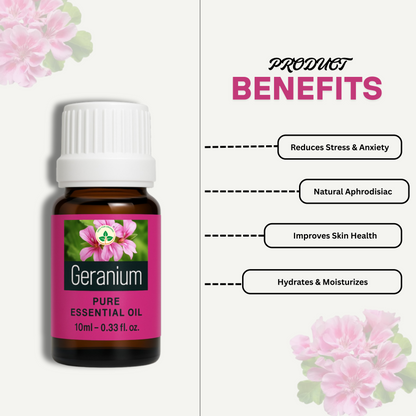 Geranium Essential Oil – 10 ml | 100% Pure & Natural | Cold Pressed