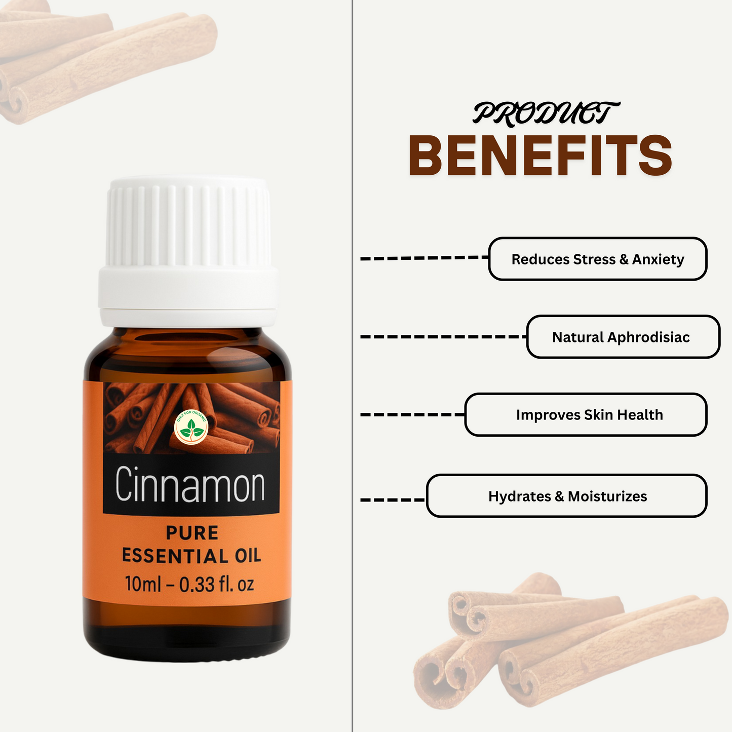Cinnamon Essential Oil – 10 ml | 100% Pure & Natural | Cold Pressed