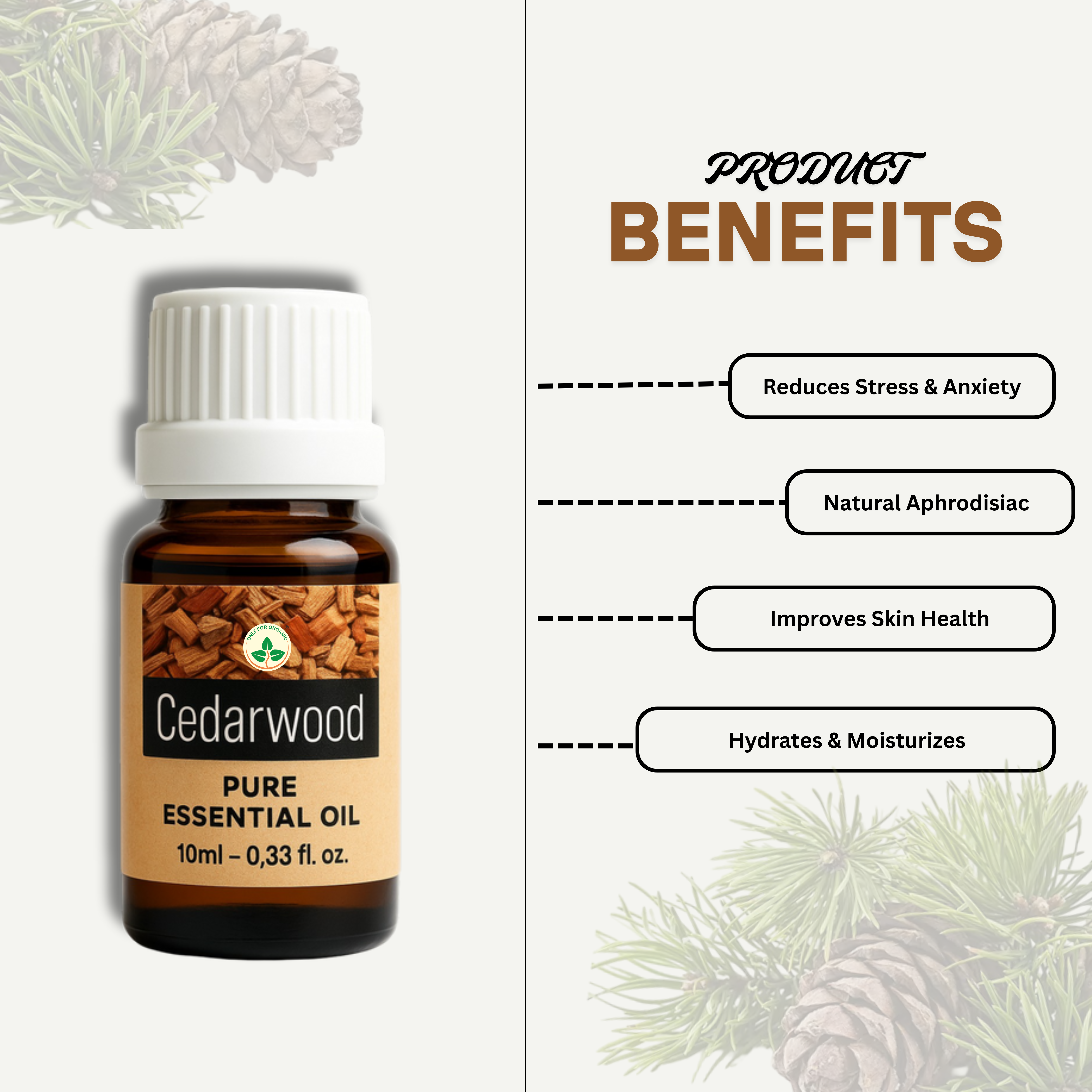 Cedarwood Essential Oil – 10 ml | 100% Pure & Natural | Cold Pressed