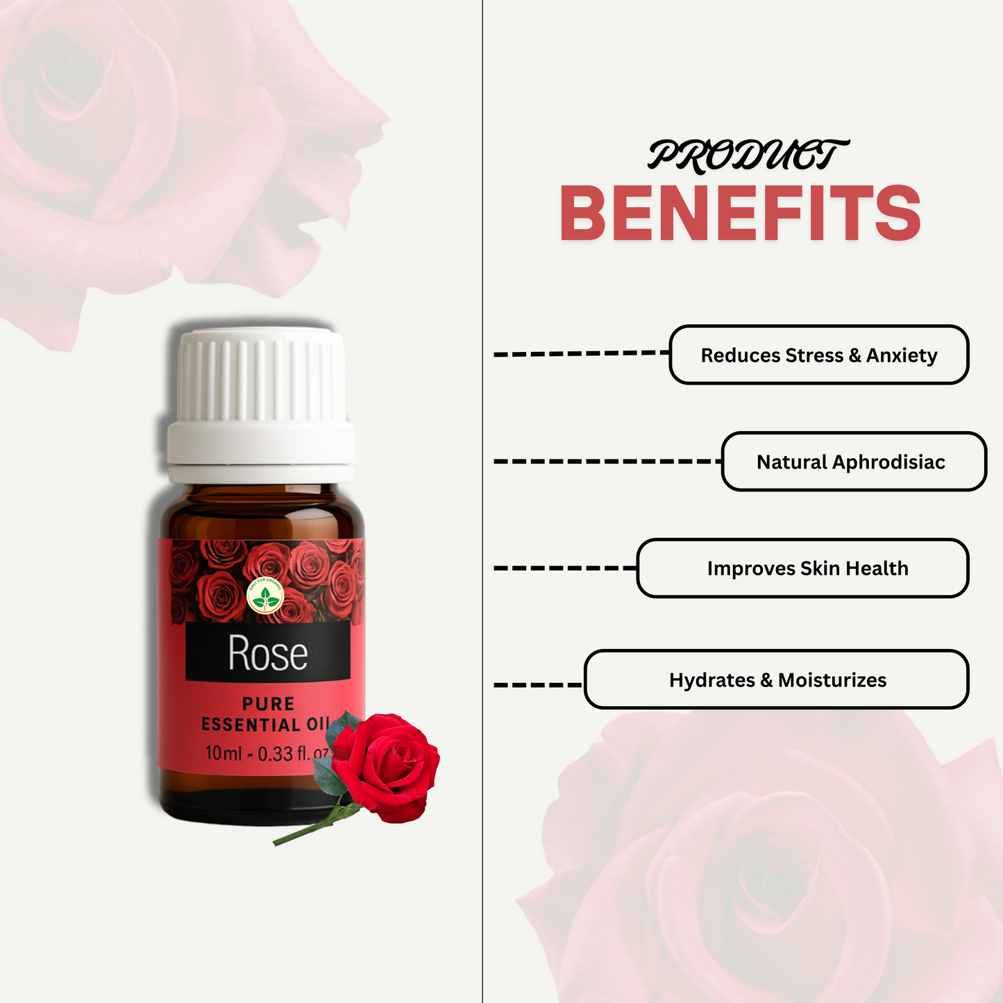 Rose Essential Oil – 10 ml | 100% Pure & Natural | Cold Pressed